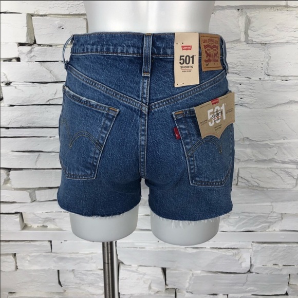 Levi’s 501’s High Rise Button Fly Denim Shorts - Picture 3 of 7